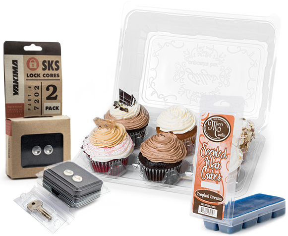 Clamshell Trays for Yakima, Cupcakes, and Scented Wax Cubes