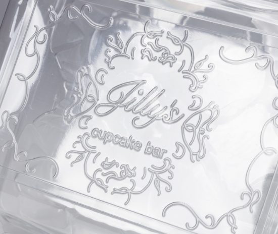 Clamshell Embossing Logo Jilly's Cupcake Packaging
